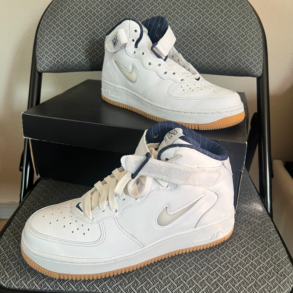 Nike Kids White and Navy High-Top Sneakers
